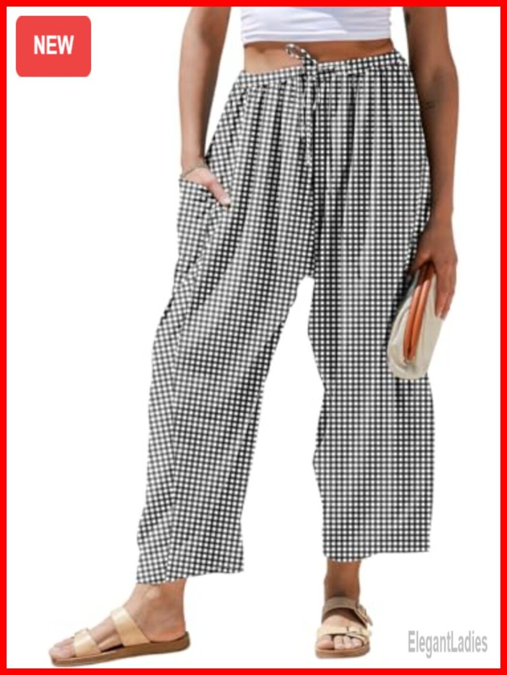 Women's Linen Wide Leg Harem Pants with Pockets